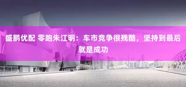 盛鹏优配 零跑朱江明：车市竞争很残酷，坚持到最后就是成功